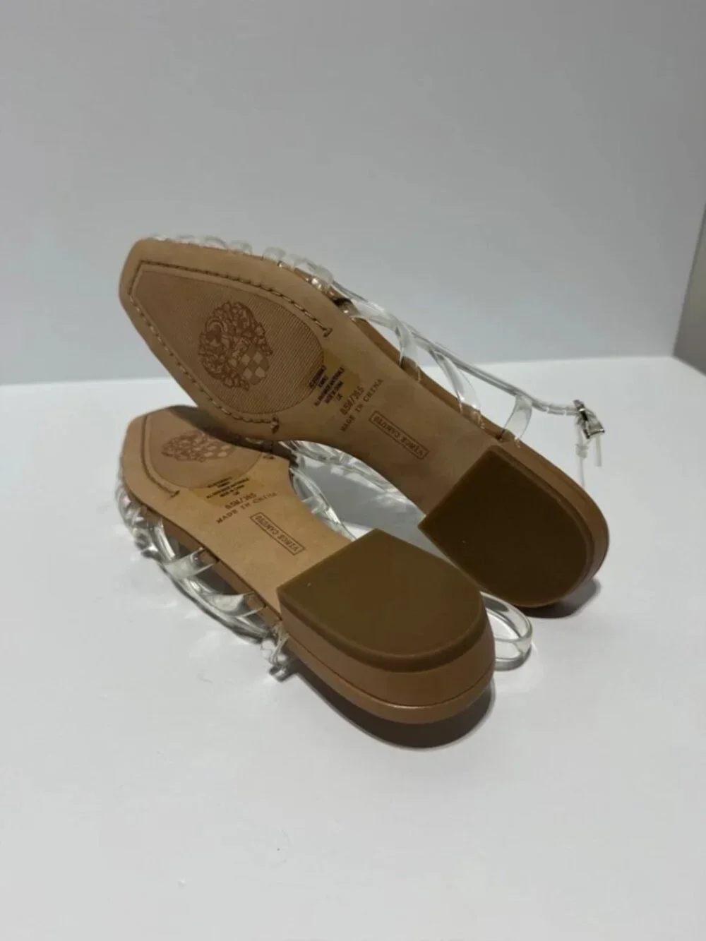 Vince Camuto Womens Stiorra Clear/Brown Sandals Size 8.5M